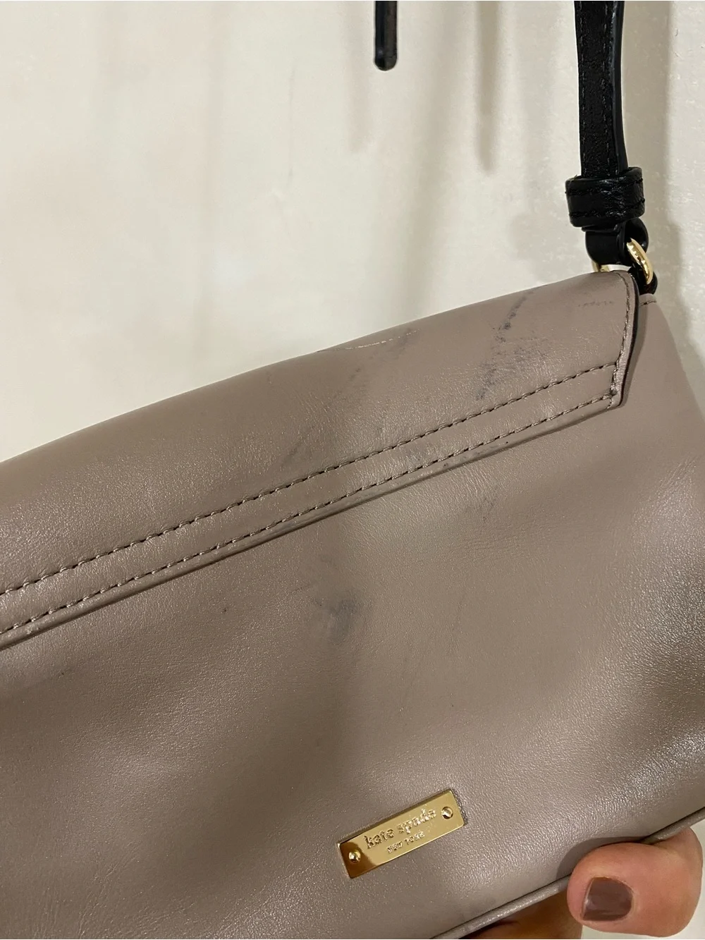 Kate Spade Bow Accent Two-Tone Leather Crossbody Bag - Black & Taupe